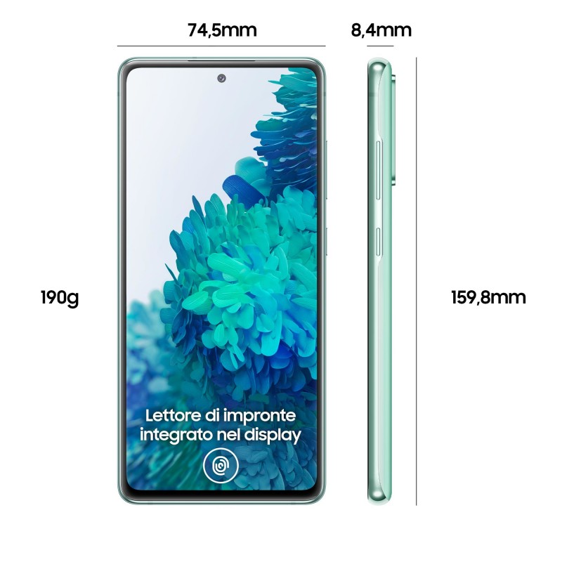 Samsung Galaxy S20 FE SM-G780GZGDEUE smartphone 16,5 cm (6.5") Double SIM 4G USB Type-C 6 Go 128 Go 4500 mAh Couleur menthe