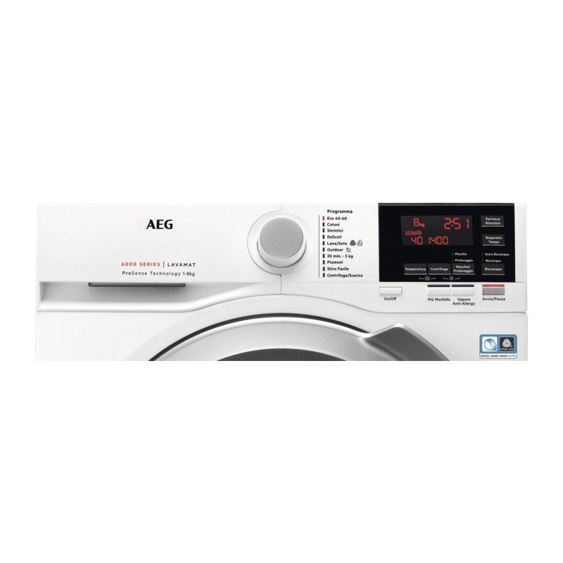 AEG L6FEG845 machine à laver Charge avant 8 kg 1400 tr min B Blanc