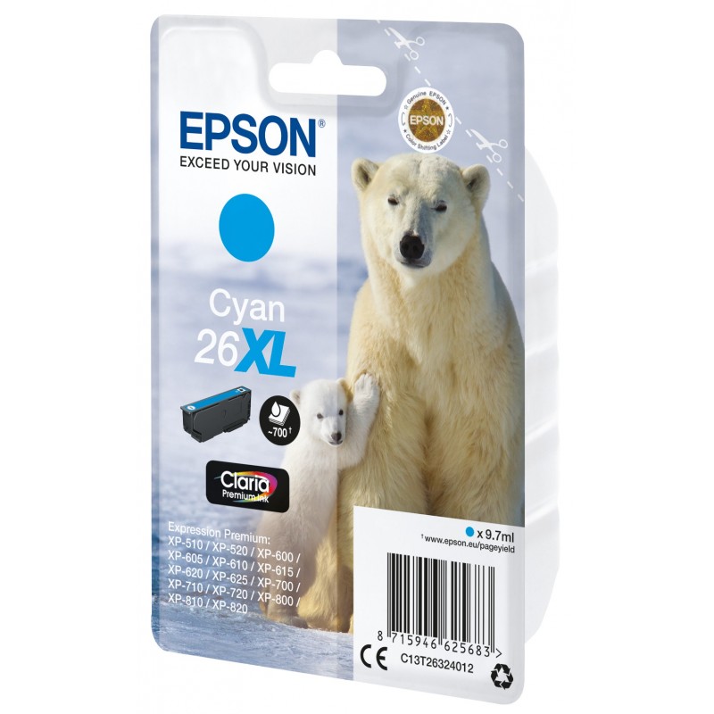 Epson Polar bear Cartucho 26XL cian (etiqueta RF)