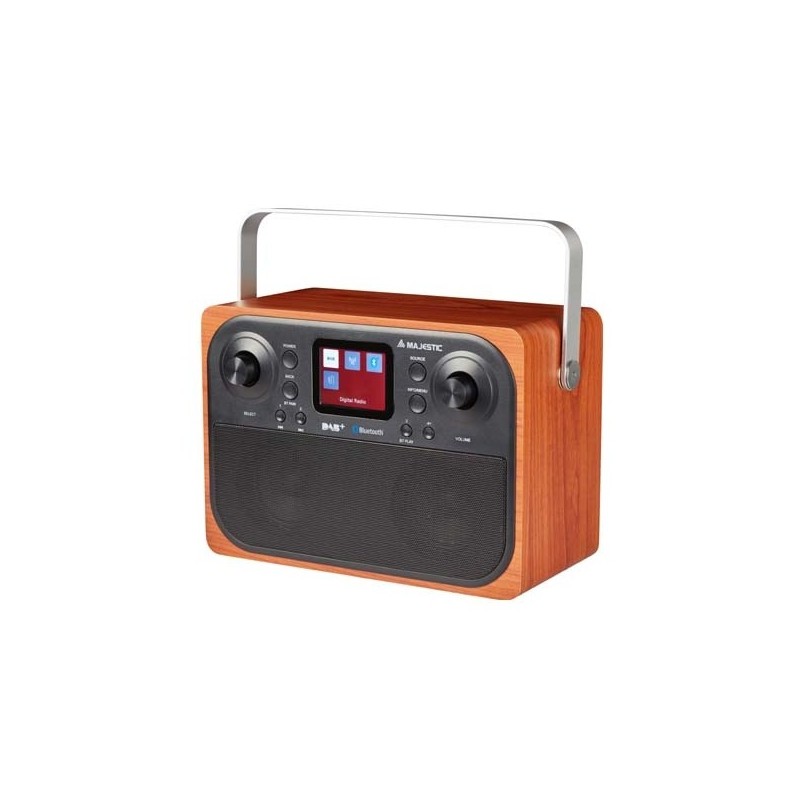 New Majestic RT-197 DAB Uhr Digital Schwarz, Holz