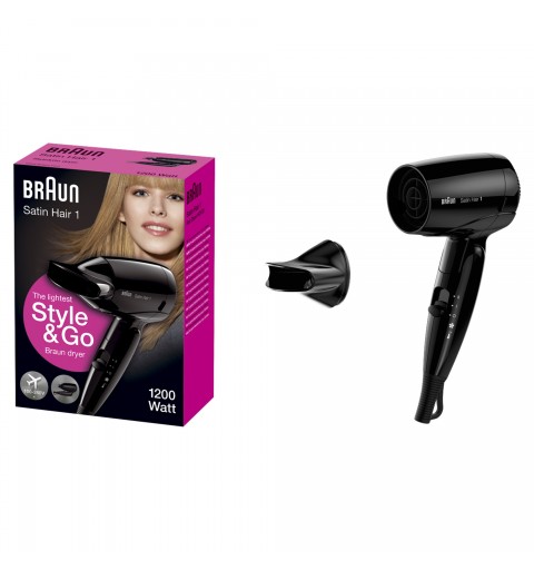 Braun Satin Hair 1 HD130 Style&Go - Asciugacapelli Da Viaggio