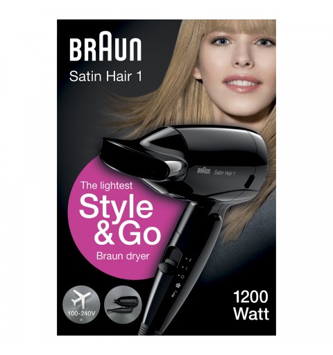 Braun Satin Hair 1 HD130 Style&Go - Asciugacapelli Da Viaggio