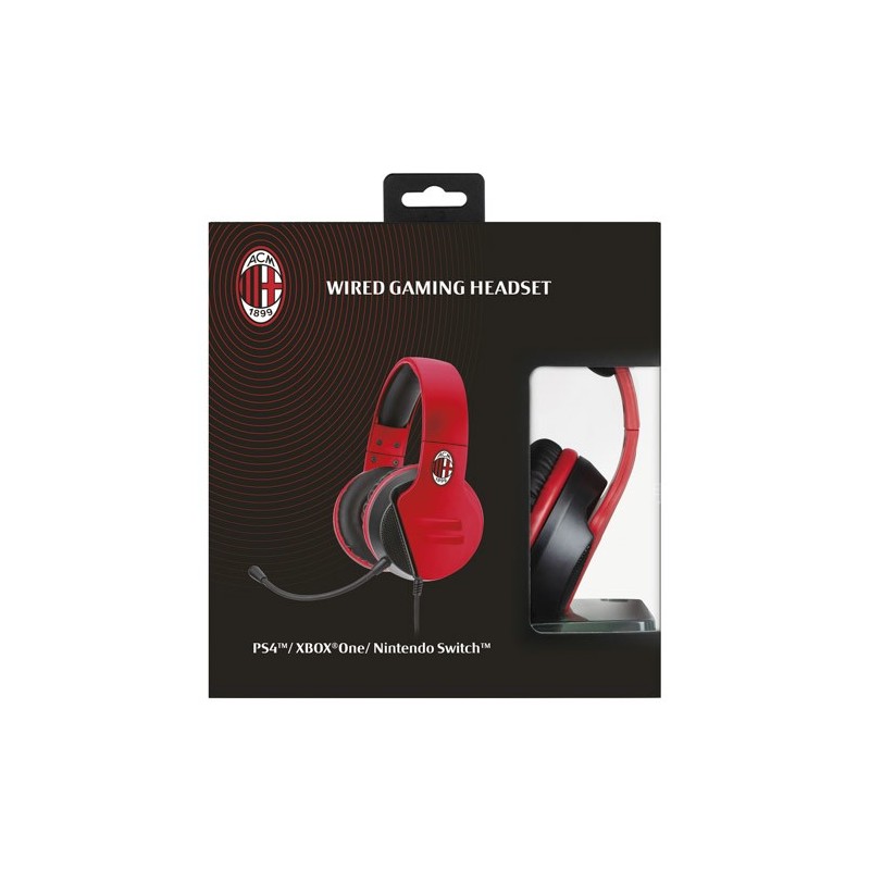 Qubick AC Milan Auricolare Cablato A Padiglione Giocare Rosso