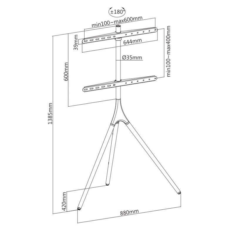 Munari KE088NS Supporto TV a parete 139,7 cm (55") Nero, Legno