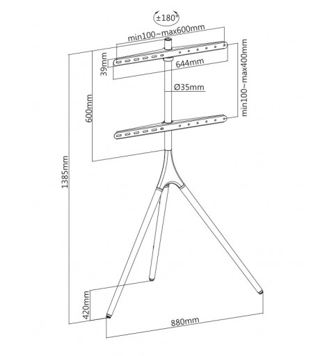 Munari KE088NS Supporto TV a parete 139,7 cm (55") Nero, Legno