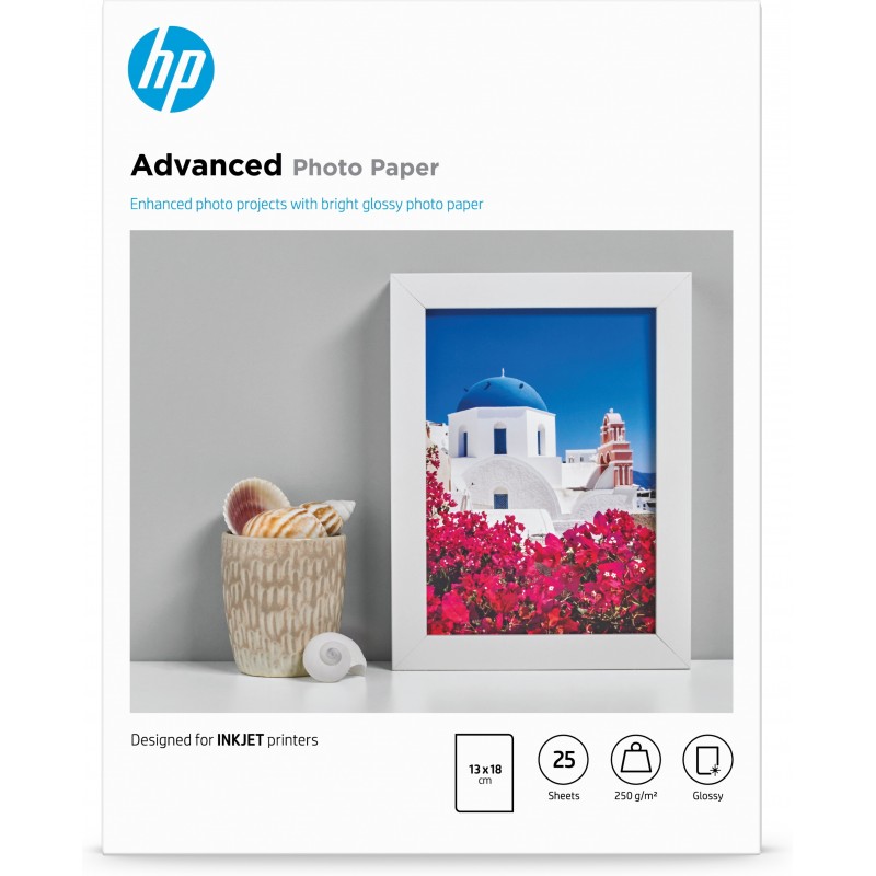 HP Papier photo Advanced brillant sans bordure - 25 feuilles 13 x 18 cm