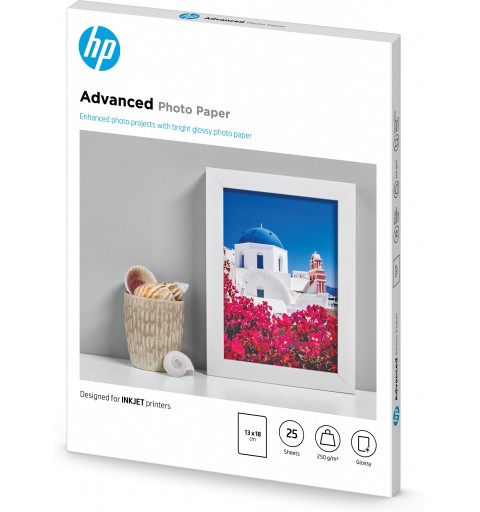 HP Advanced Photo Paper, Glossy, 250 g m2, 13 x 18 cm (127 x 178 mm), 25 sheets