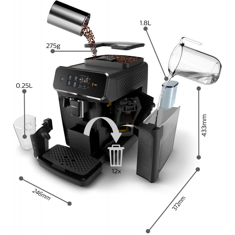 Philips Series 2200 3 bevande, macchina da caffè automatica, 1.8L , EP2230 10