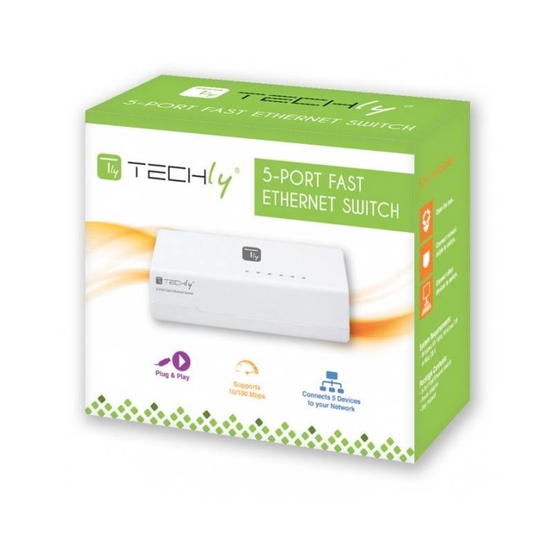 Techly I-SWHUB-050TY switch Fast Ethernet (10 100) Blanco