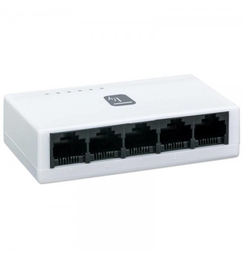 Techly I-SWHUB-050TY commutateur réseau Fast Ethernet (10 100) Blanc