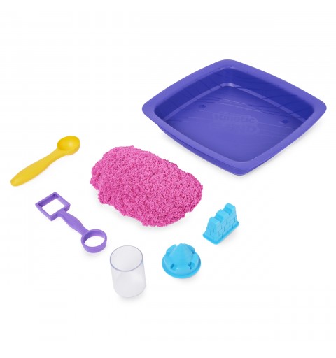 Kinetic Sand Shimmer, Coffret Château de sable scintillant avec 453 g de scintillant rose, 3 moules et 2 outils