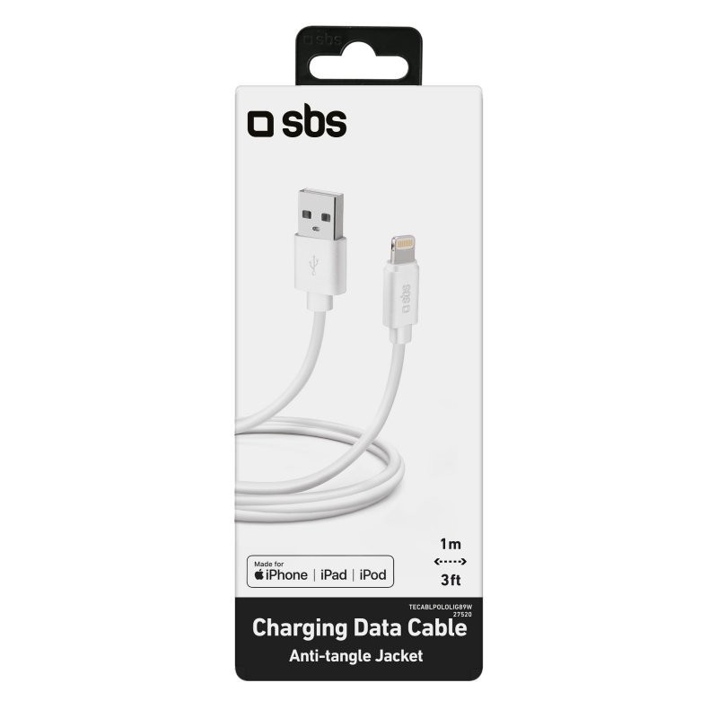 SBS TECABLPOLOLIG89W cable de conector Lightning 1 m Blanco