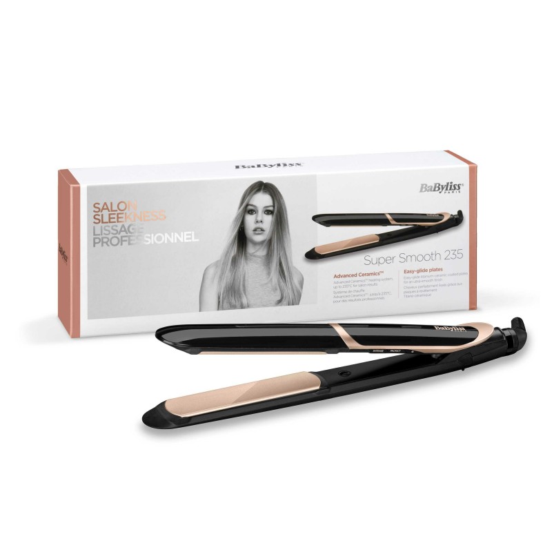 BaByliss Super Smooth 235 Titanium Piastra per capelli Caldo Nero, Rose Gold 2,5 m