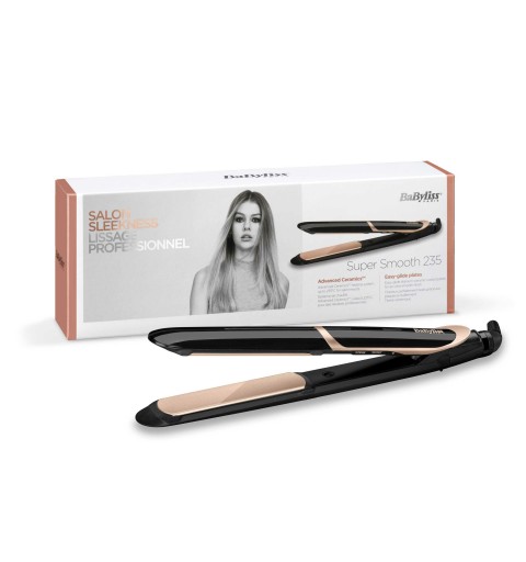 BaByliss Super Smooth 235 Titanium Glätteisen Warm Schwarz, Roségold 2,5 m