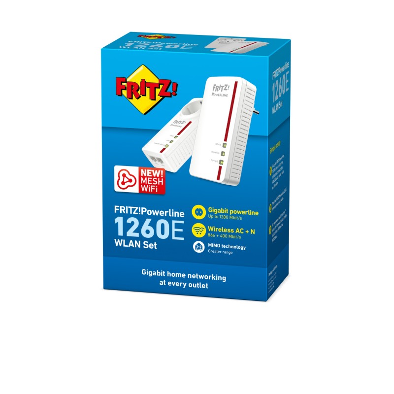 FRITZ! Powerline 1260E WLAN Set 1200 Mbit s Collegamento ethernet LAN Wi-Fi Bianco 2 pz