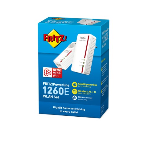 FRITZ! Powerline 1260E WLAN Set 1200 Mbit s Collegamento ethernet LAN Wi-Fi Bianco 2 pz