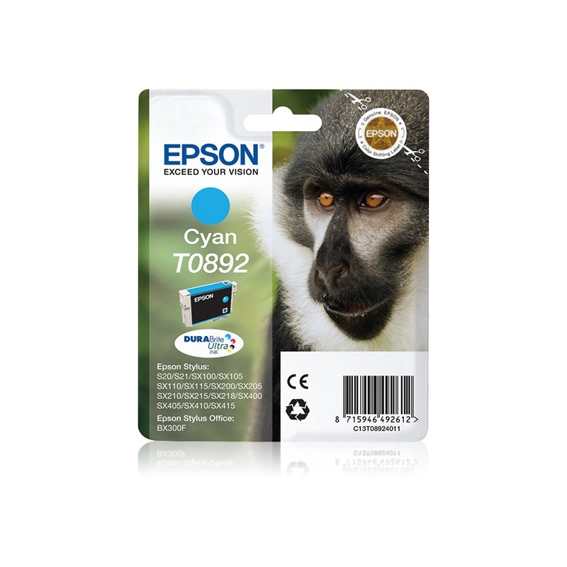 Epson Monkey Cartucho T0892 cian (etiqueta RF)