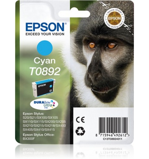 Epson Monkey Singlepack Cyan T0892 DURABrite Ultra Ink