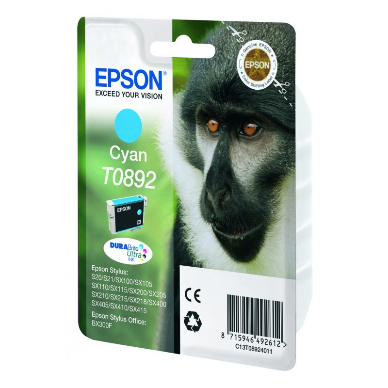 Epson Monkey Cartucho T0892 cian (etiqueta RF)