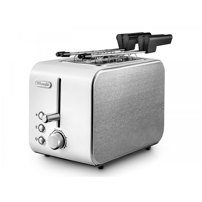 De’Longhi CTX 2203.W Toaster 2 Scheibe(n) 550 W Silber, Weiß