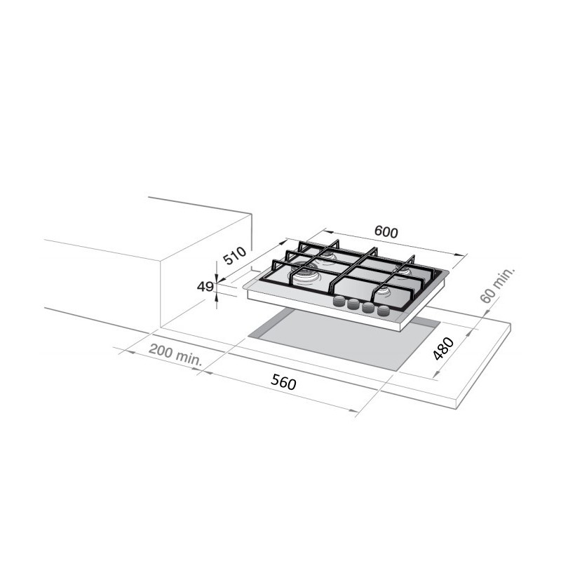 De’Longhi FFI 46 ER hob Stainless steel Built-in 60 cm Sealed plate 4 zone(s)