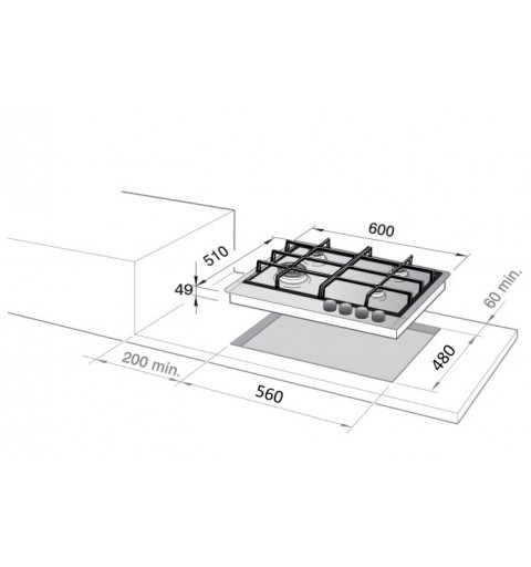 De’Longhi FFI 46 ER hob Stainless steel Built-in 60 cm Sealed plate 4 zone(s)