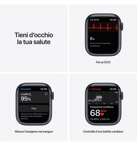Apple Watch Series 7 GPS, 41mm Cassa in Alluminio Mezzanotte con Cinturino Sport Mezzanotte