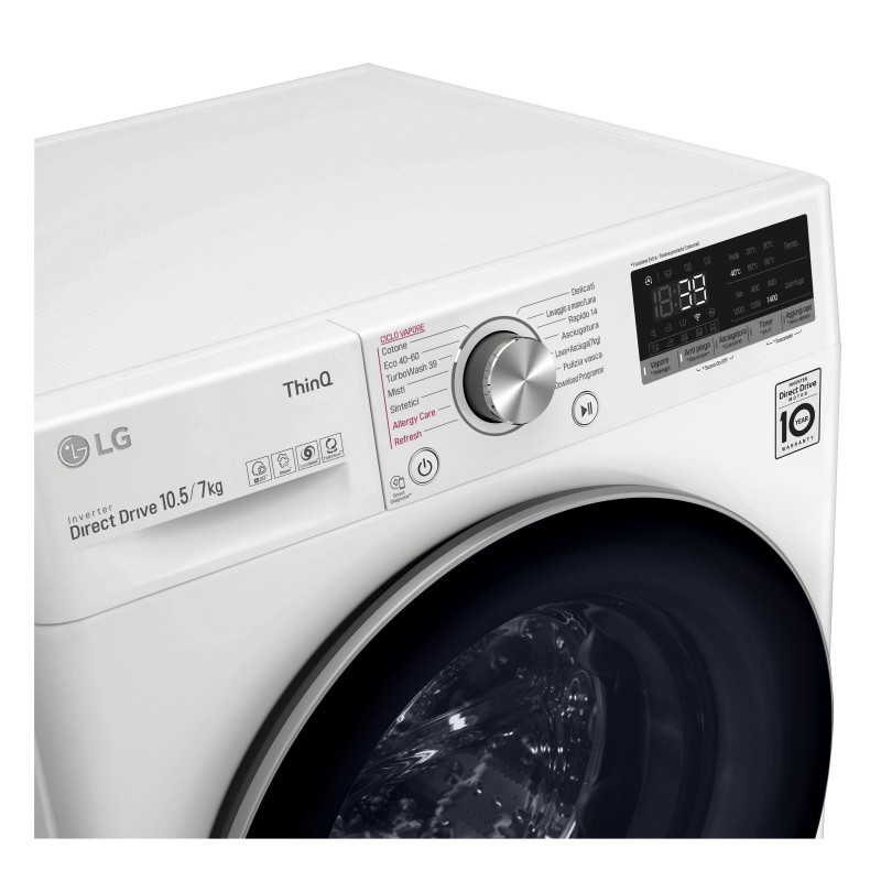 LG F4DV710H1E Lavasciuga Intelligente AIDD 10,5 7 kg Vapore TurboWash 360 1400 Giri min Carica frontale Classe E