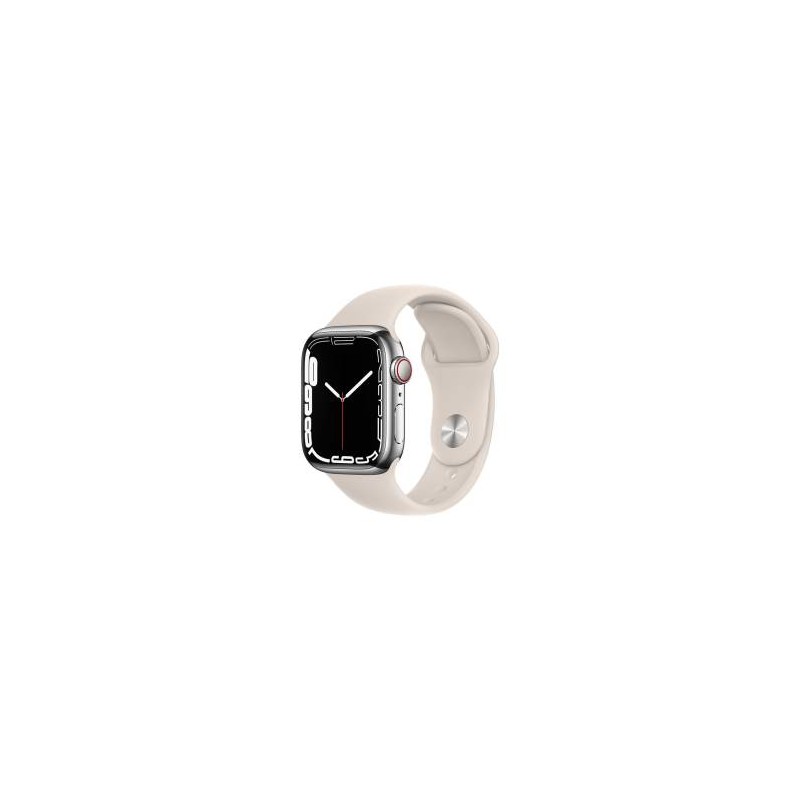 Apple Watch Serie 7 Cell 41mm Silver Stainless Steel/Starlight Sport Band ITA MKHW3TY/A