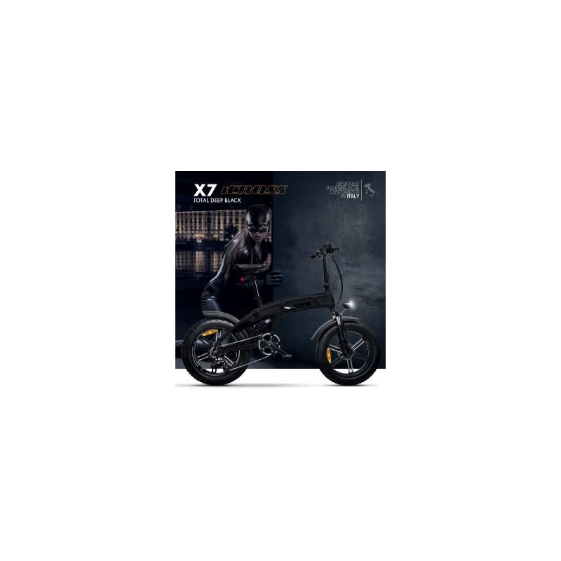 Icon.e Bici Elettrica Pieghevole iCross-X7 250W Total Deep Black