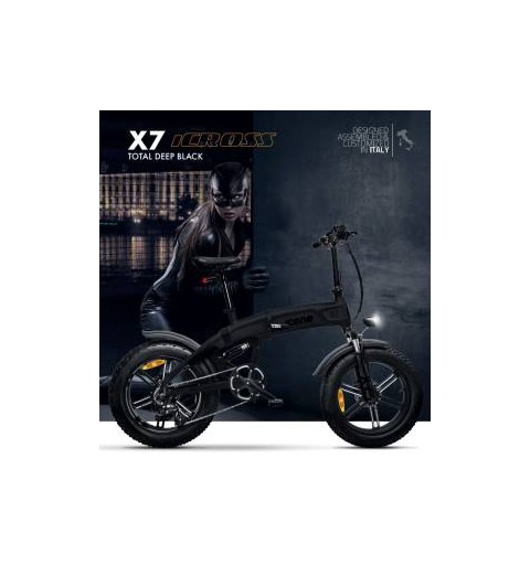 Icon.e Bici Elettrica Pieghevole iCross-X7 250W Total Deep Black