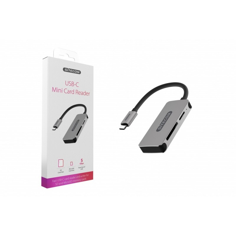 Sitecom MD-066 lector de tarjeta USB 3.2 Gen 1 (3.1 Gen 1) Type-C Negro, Gris
