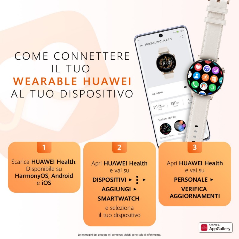 Huawei WATCH GT 3 3,35 cm (1.32") 42 mm AMOLED Or GPS (satellite)