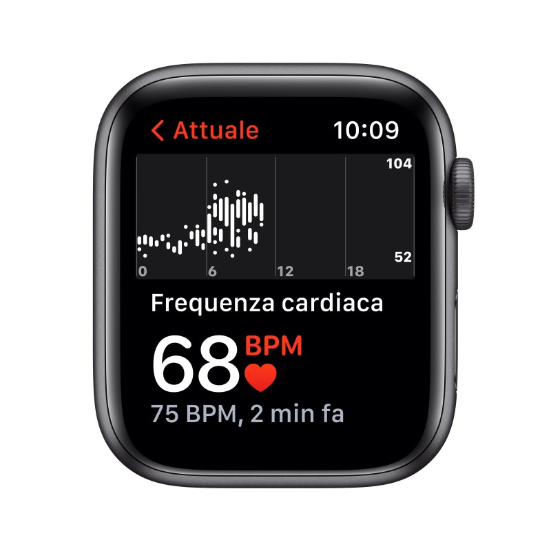Apple Watch Nike SE GPS, 44mm Cassa in Alluminio Grigio Scuro con Cinturino Sport Antracite Nero