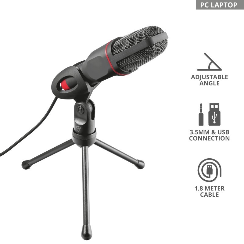 Trust GXT 212 Noir, Rouge Microphone de PC