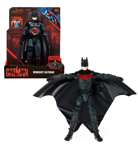 DC Comics , BATMAN IL FILM, Personaggio Deluxe del film The Batman da 30 cm con tuta alare, luci, suoni e ali che si aprono,