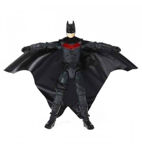 DC Comics , BATMAN IL FILM, Personaggio Deluxe del film The Batman da 30 cm con tuta alare, luci, suoni e ali che si aprono,