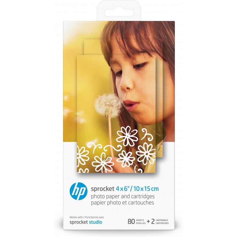 HP Papier photo et cartouches Sprocket 4 x 6 pouces (10 x 15 cm) -80 feuilles