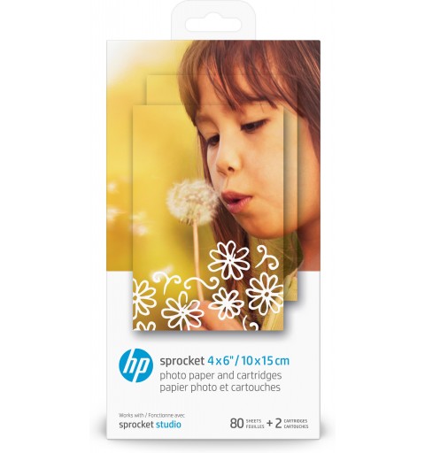HP Papier photo et cartouches Sprocket 4 x 6 pouces (10 x 15 cm) -80 feuilles