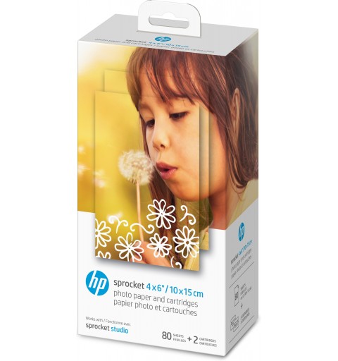 HP Papier photo et cartouches Sprocket 4 x 6 pouces (10 x 15 cm) -80 feuilles
