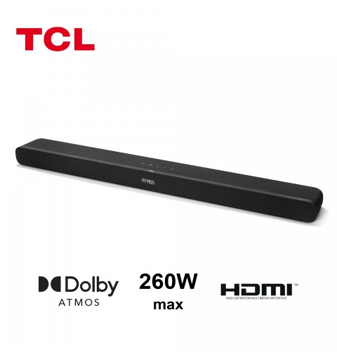 TCL TS8 Series Soundbar TS8111 Dolby Atmos 2.1 con Subwoofer integrato per TV & Wireless Bluetooth (39-inch Speaker, HDMI ARC,