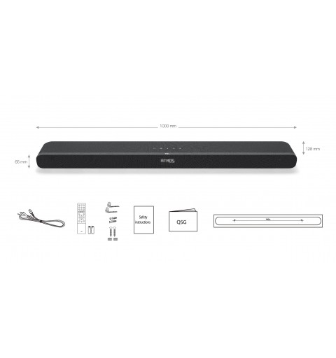 TCL TS8 Series Soundbar TS8111 Dolby Atmos 2.1 con Subwoofer integrato per TV & Wireless Bluetooth (39-inch Speaker, HDMI ARC,