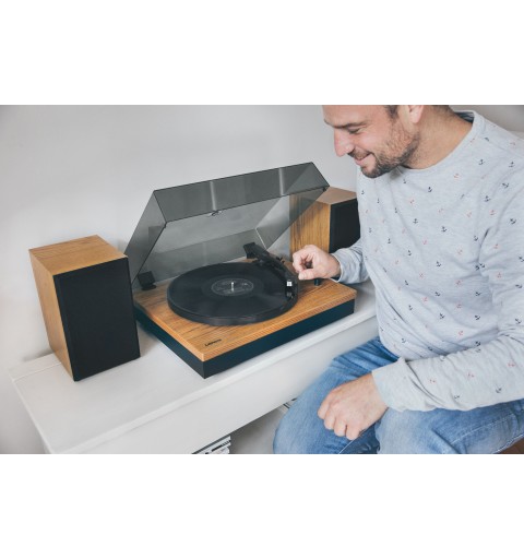 Lenco LS-300 Tourne-disque entraîné par courroie Noir, Bois