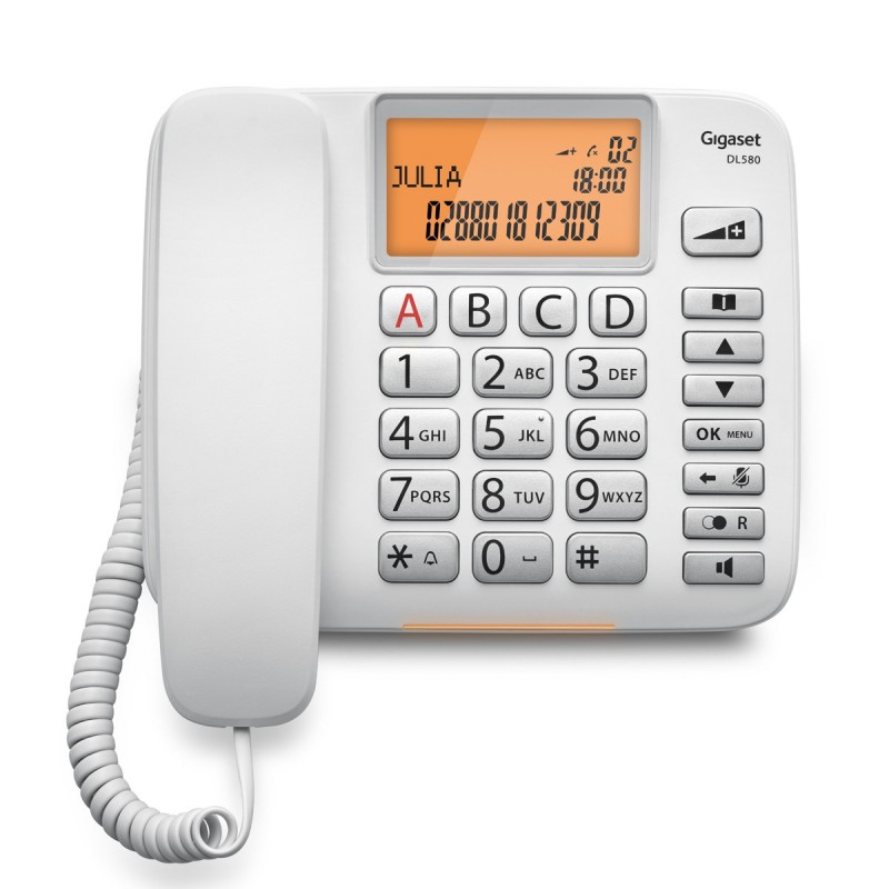 Gigaset DL580 Analoges Telefon Anrufer-Identifikation Weiß