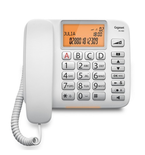 Gigaset DL580 Teléfono analógico Identificador de llamadas Blanco