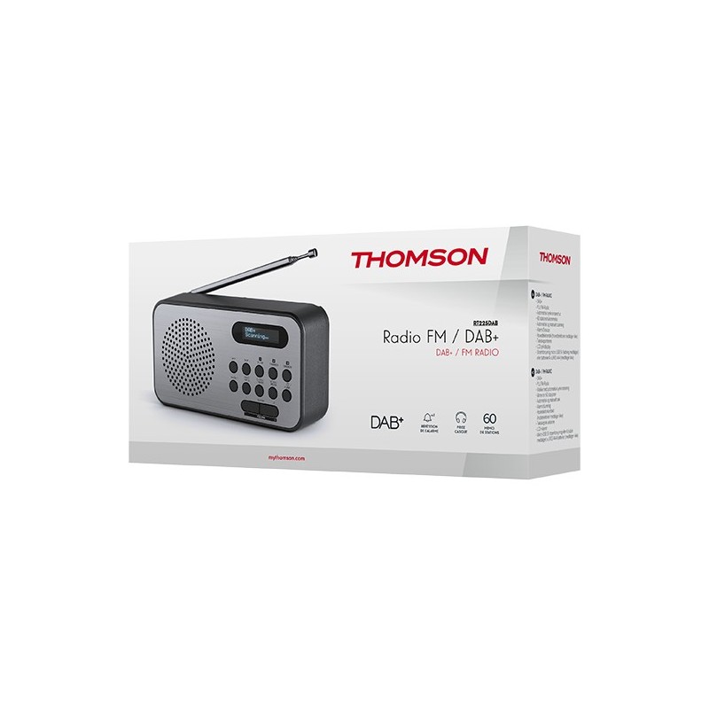 Thomson RT225DAB Radio portable Personnel Numérique Noir, Métallique