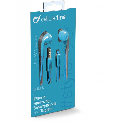Cellularline BUTTERFLYSMARTB auricular y casco Auriculares Alámbrico Dentro de oído Azul