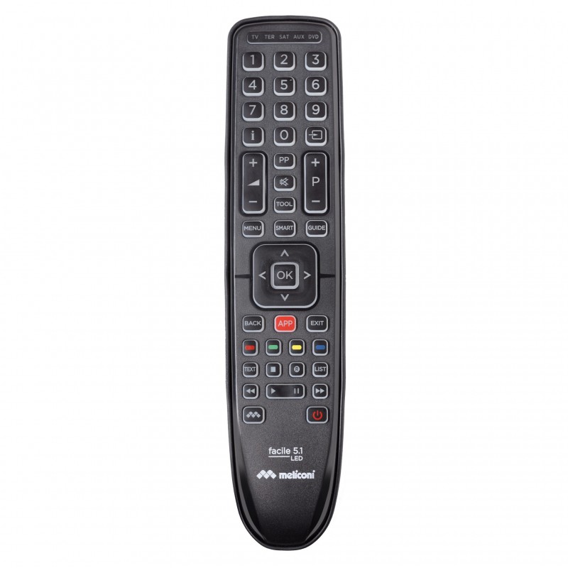 Meliconi Facile 5.1 LED telecomando IR Wireless DTT, DVD Blu-ray, SAT, TV Pulsanti