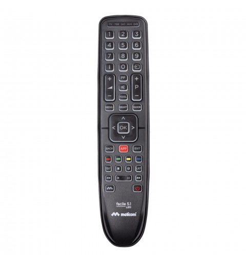 Meliconi Facile 5.1 LED mando a distancia IR inalámbrico DTT, DVD Blu-ray, SAT, TV Botones