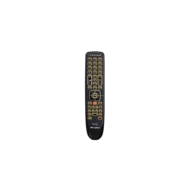 Meliconi Facile 5.1 LED mando a distancia IR inalámbrico DTT, DVD Blu-ray, SAT, TV Botones